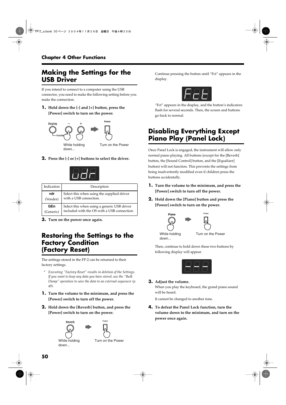 Making the settings for the usb driver | Roland FP-2 User Manual | Page 50 / 76