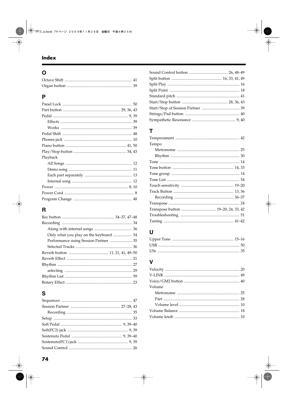 Roland FP-2 User Manual | Page 74 / 76