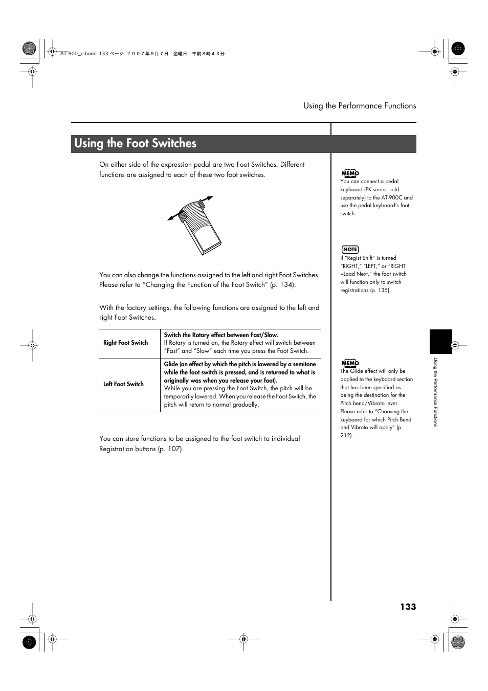 Using the foot switches | Roland AT900C User Manual | Page 135 / 300