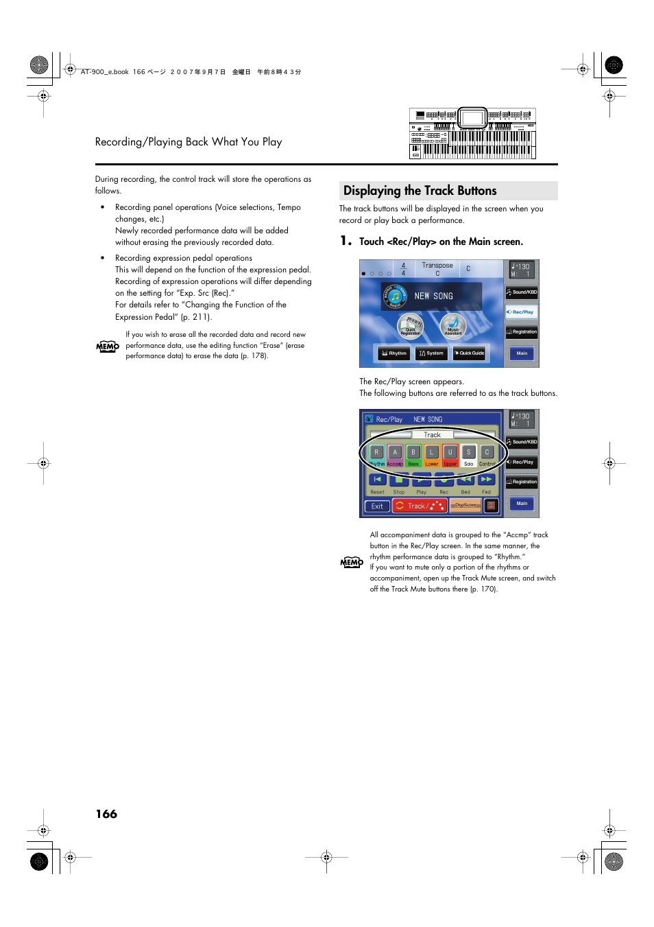 Displaying the track buttons | Roland AT900C User Manual | Page 168 / 300