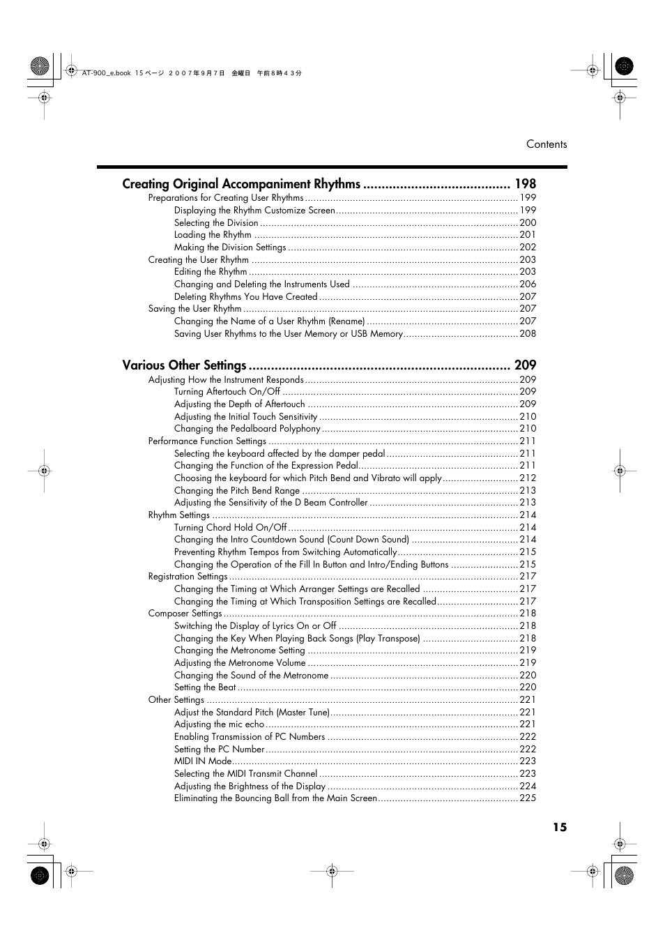 Creating original accompaniment rhythms, Various other settings | Roland AT900C User Manual | Page 17 / 300