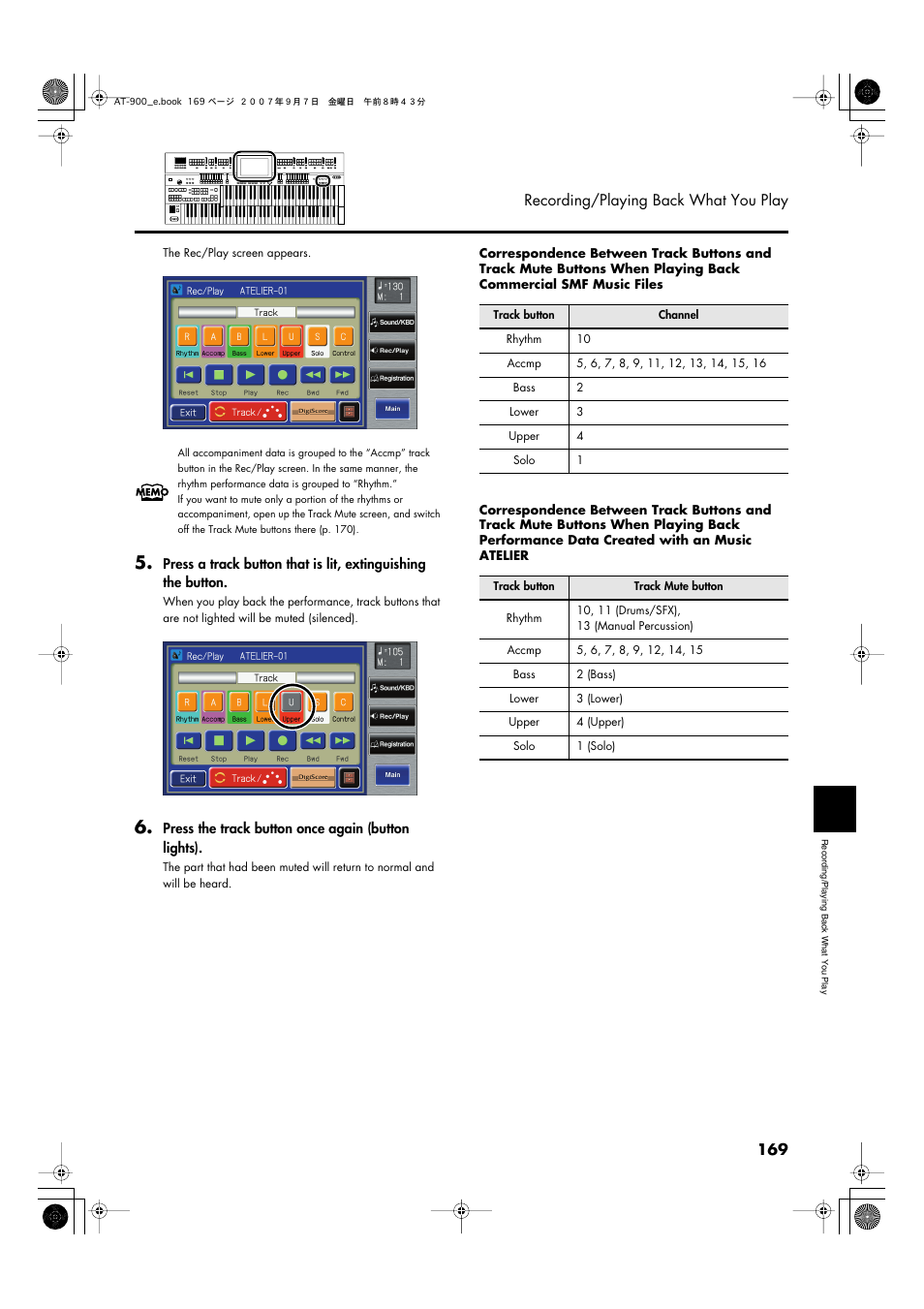 169 recording/playing back what you play | Roland AT900C User Manual | Page 171 / 300