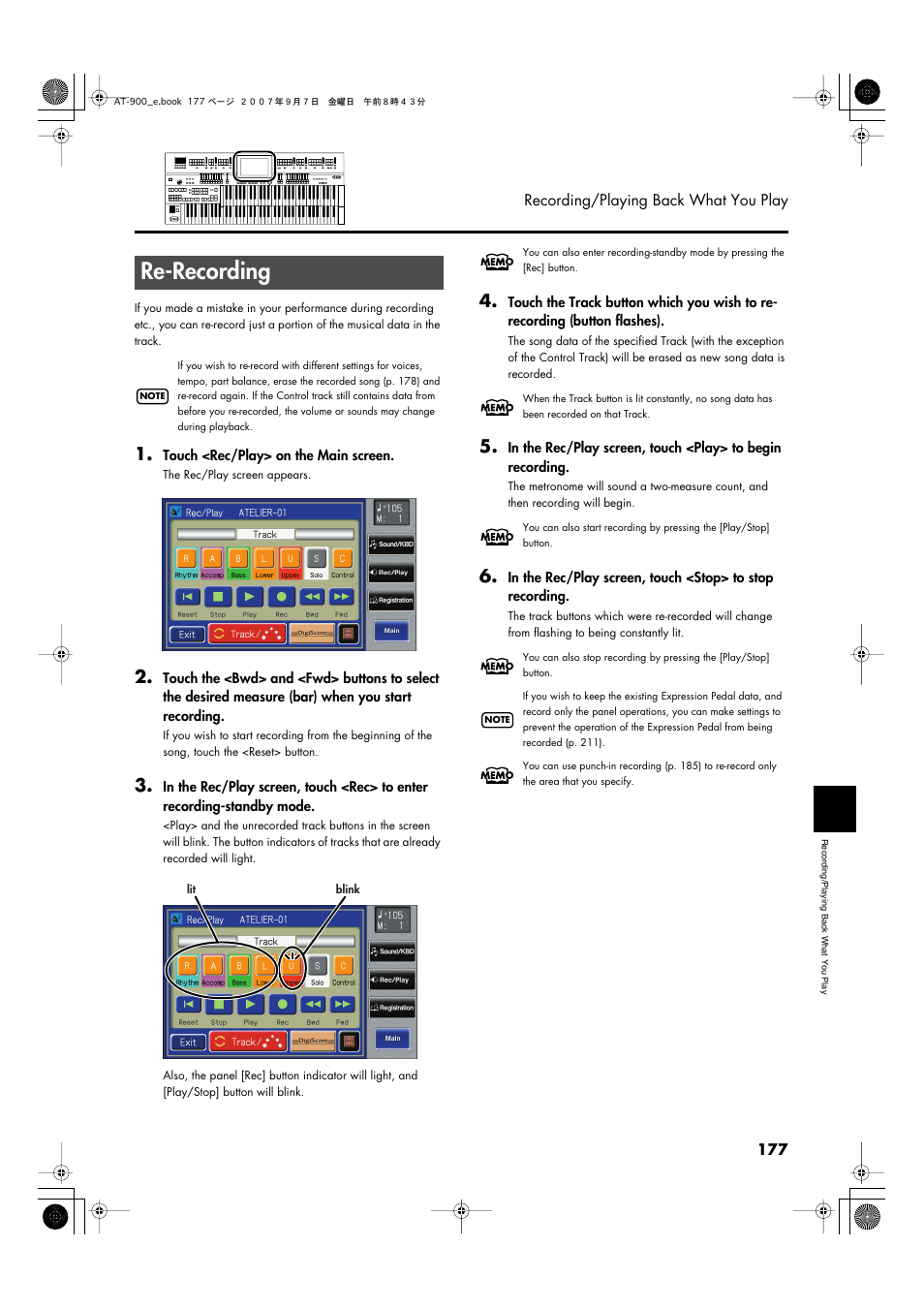 Re-recording | Roland AT900C User Manual | Page 179 / 300