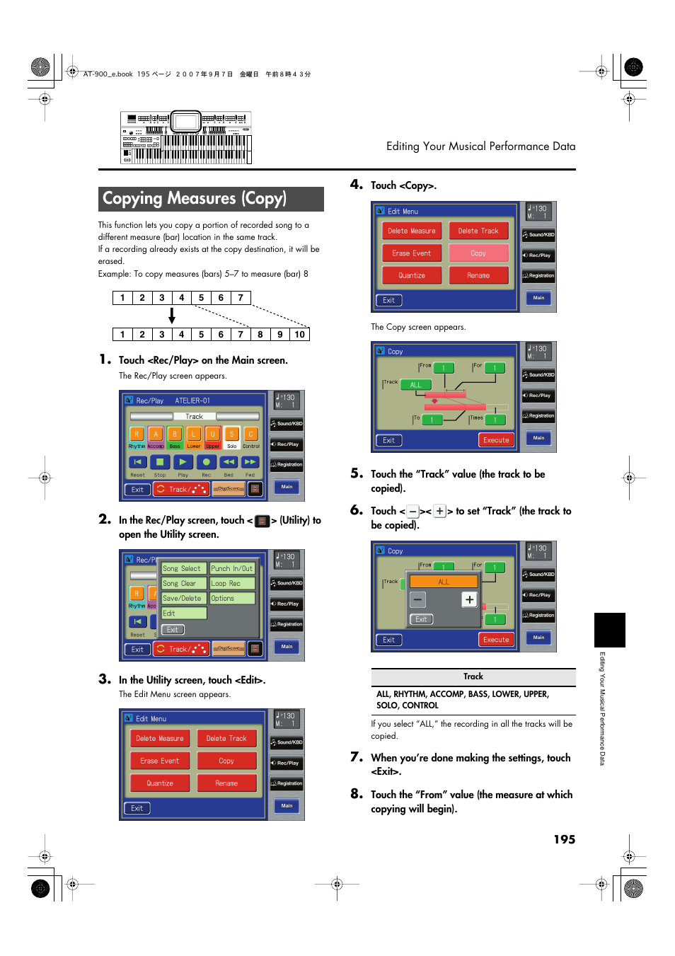 Copying measures (copy), P. 195 | Roland AT900C User Manual | Page 197 / 300