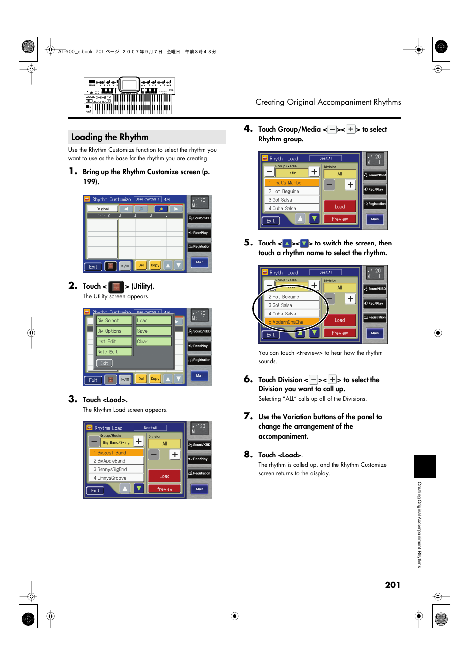 Loading the rhythm | Roland AT900C User Manual | Page 203 / 300