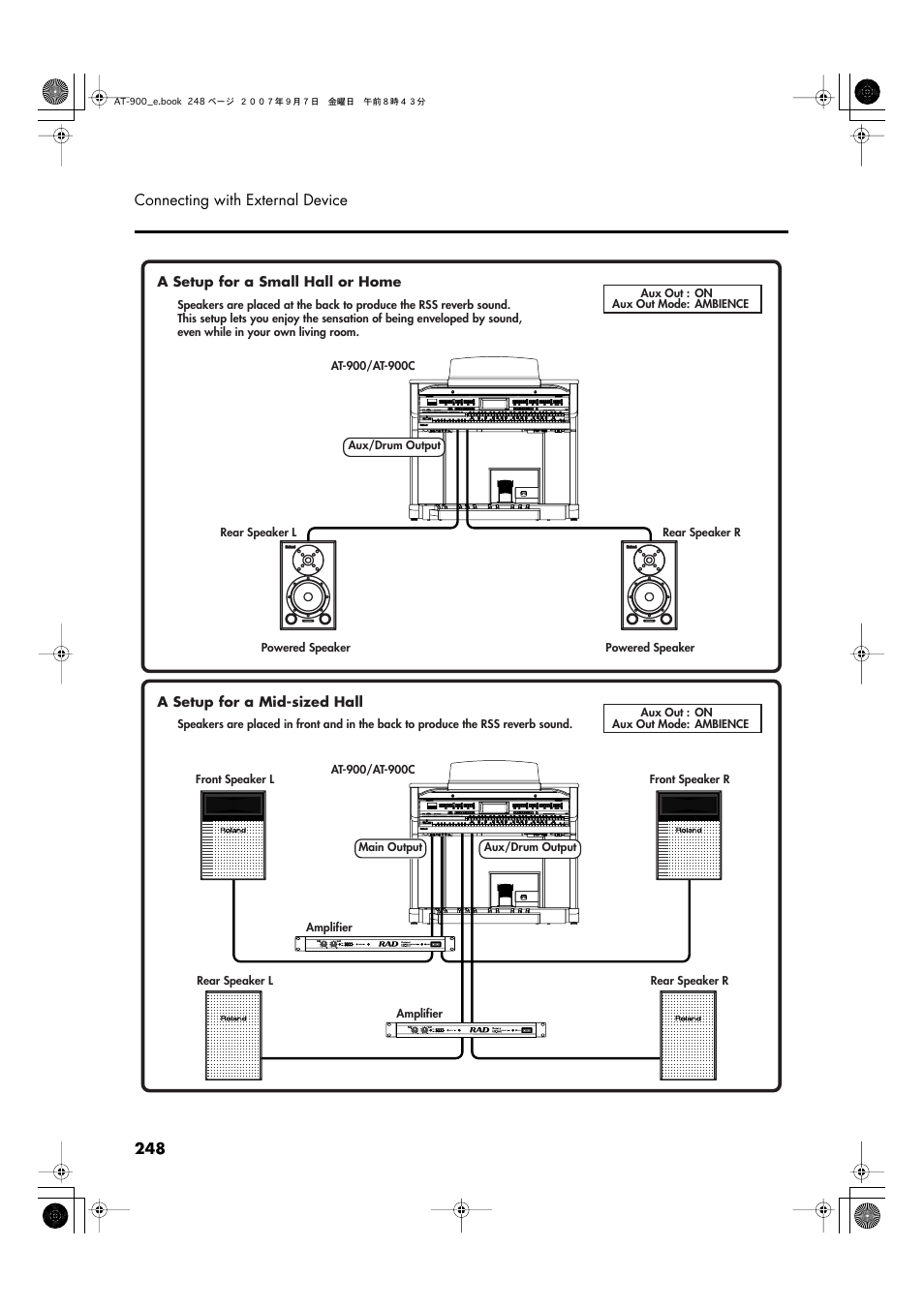 248 connecting with external device | Roland AT900C User Manual | Page 250 / 300