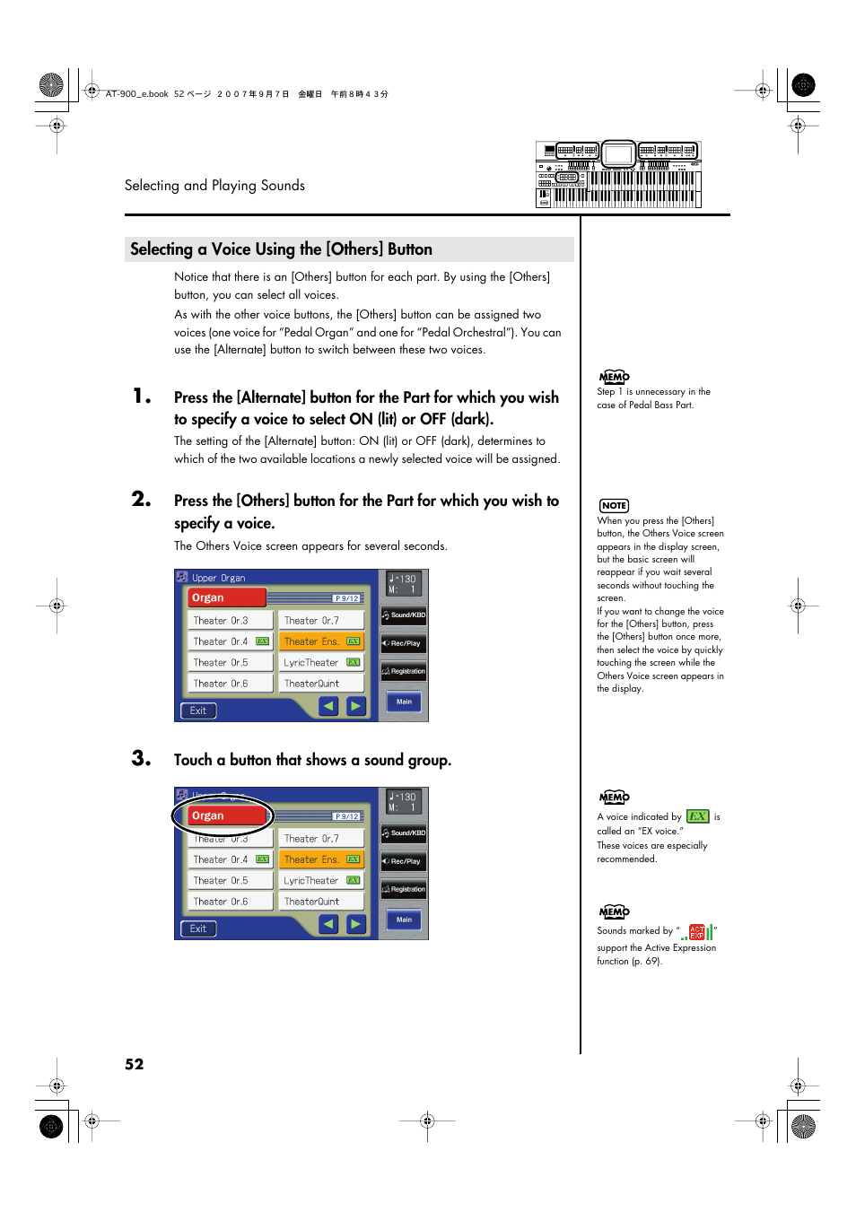 Selecting a voice using the [others] button | Roland AT900C User Manual | Page 54 / 300