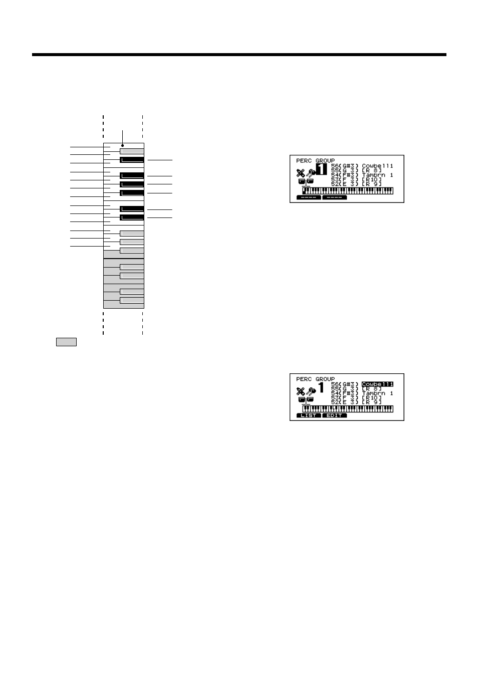 Using the percussion group, Selecting a percussion group, Selecting percussion instruments | Roland TD-10 User Manual | Page 126 / 182