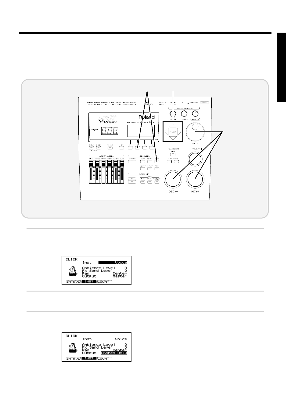 Using headphones to hear the click sound | Roland TD-10 User Manual | Page 73 / 182