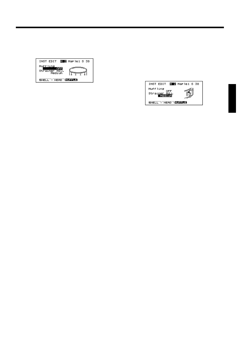 Muffling settings (muting), Adjusting the snare strainer tension | Roland TD-10 User Manual | Page 83 / 182