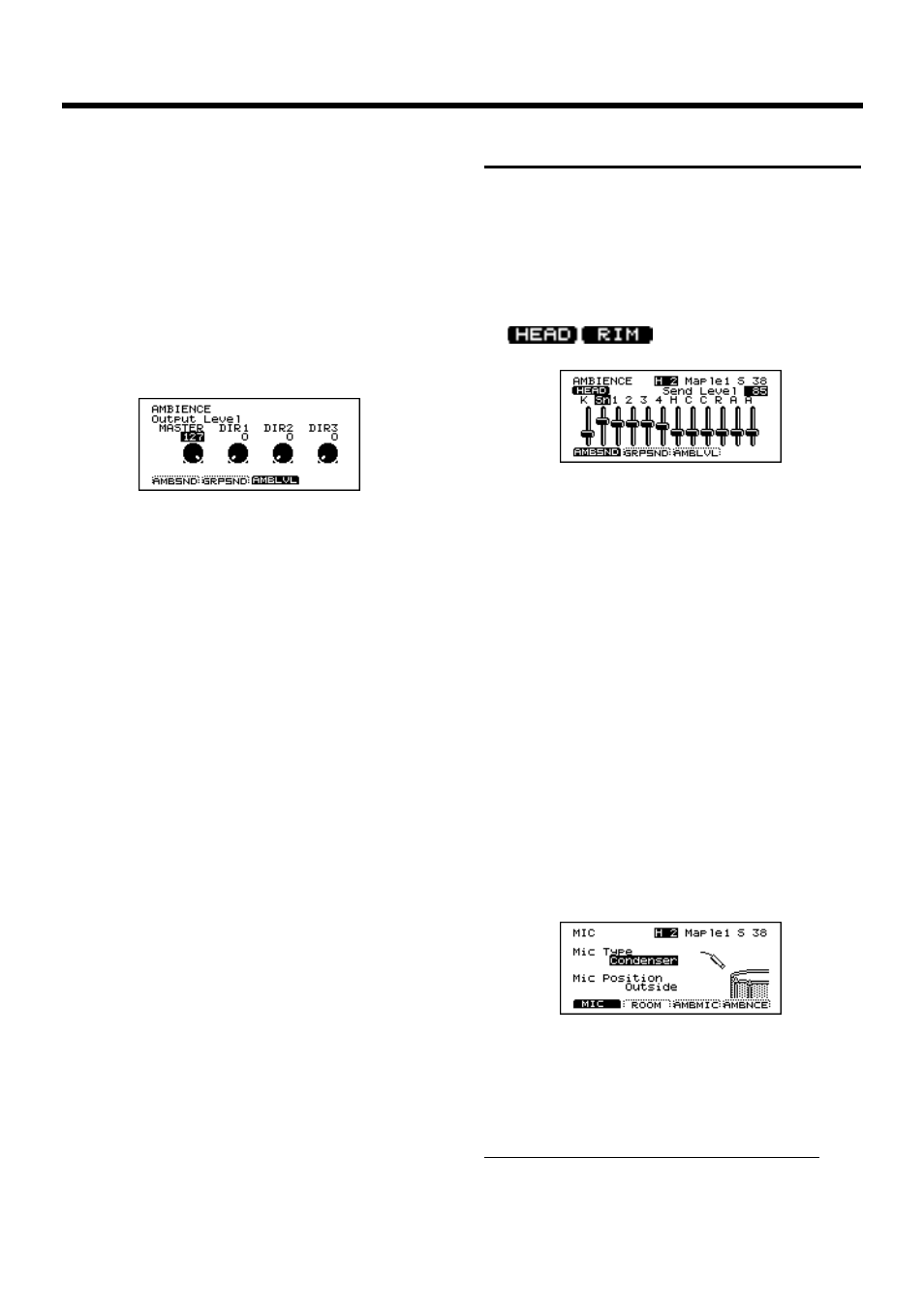 Settings for each instrument, Adjusting the amount of ambience, Selecting the type of mike and its location | Roland TD-10 User Manual | Page 88 / 182