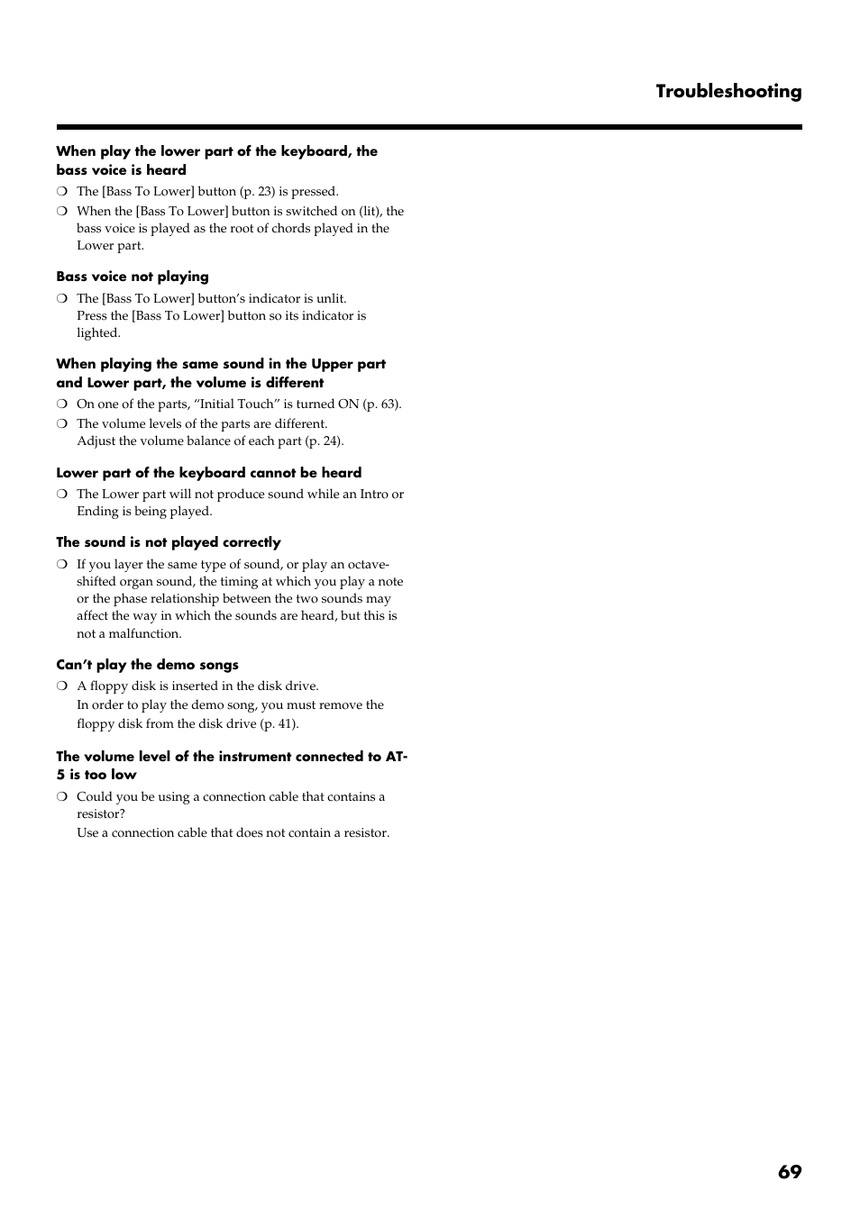 69 troubleshooting | Roland AT 5 User Manual | Page 69 / 84