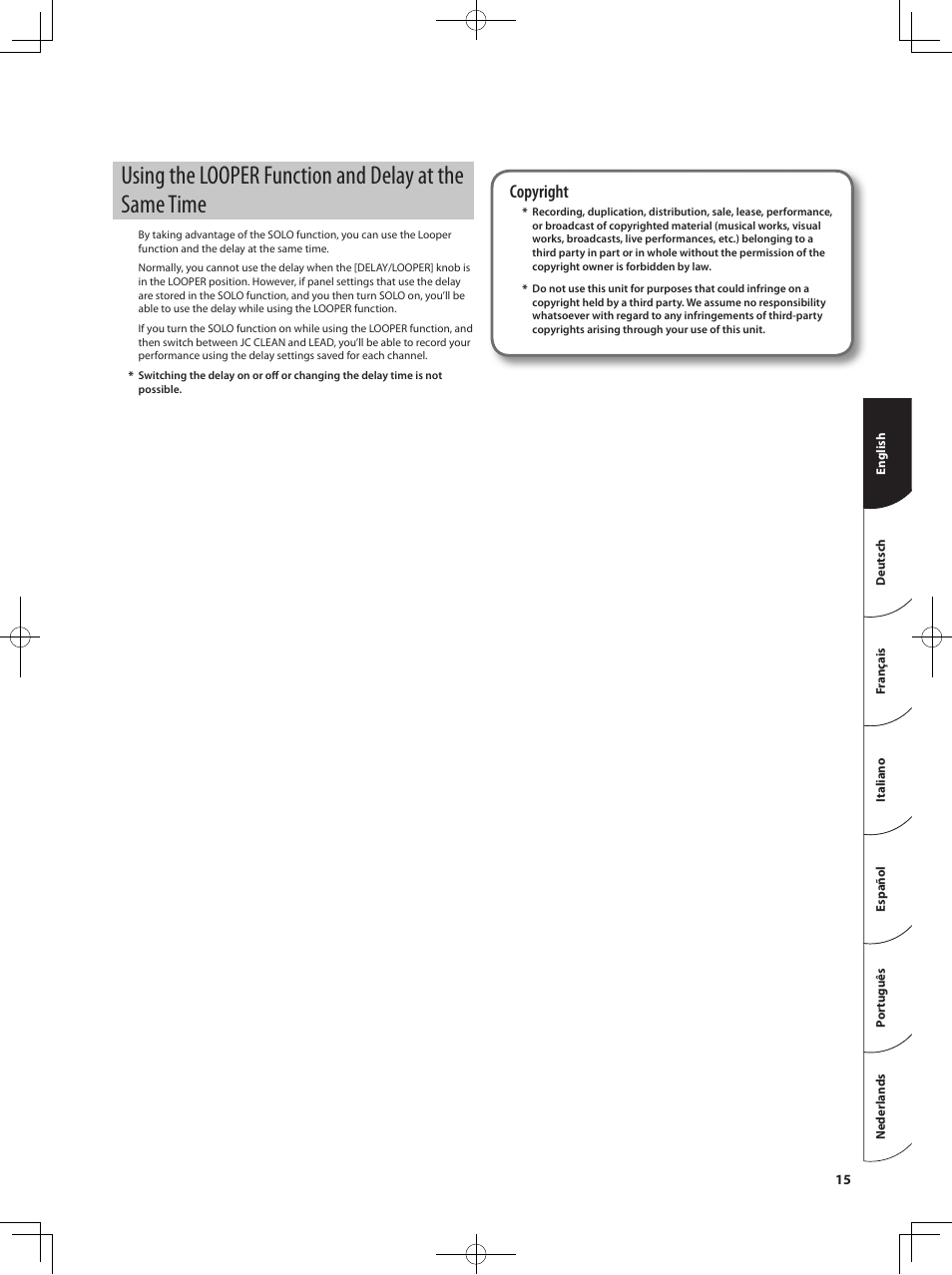 Copyright | Roland CUBE 40XL User Manual | Page 16 / 27