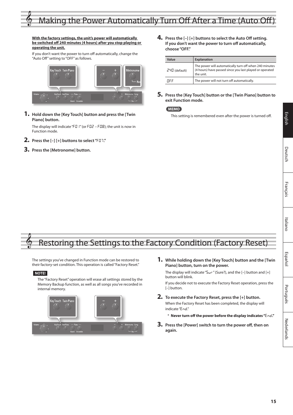 Roland F-120 User Manual | Page 15 / 28