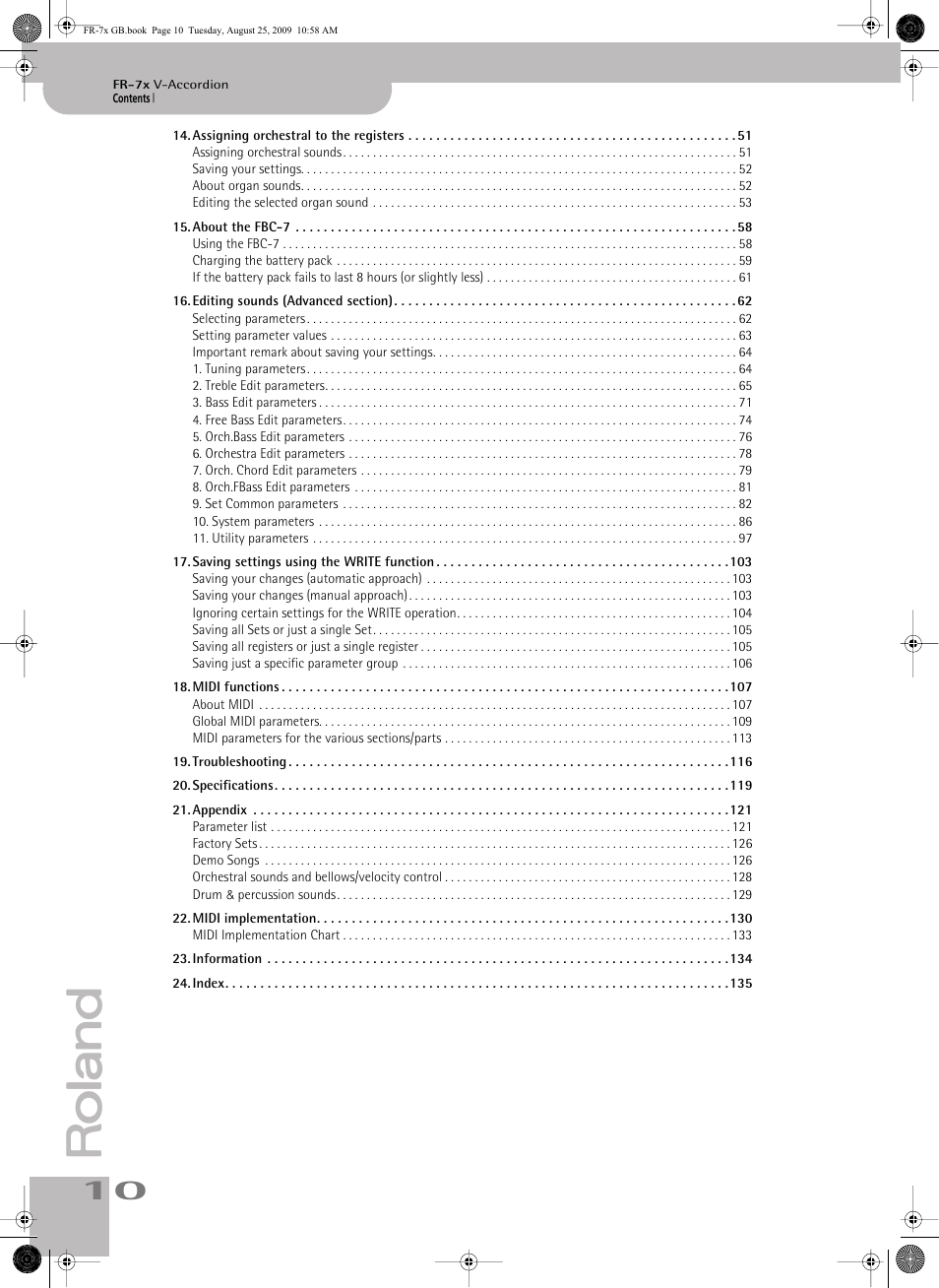 Roland FR-7x User Manual | Page 10 / 140