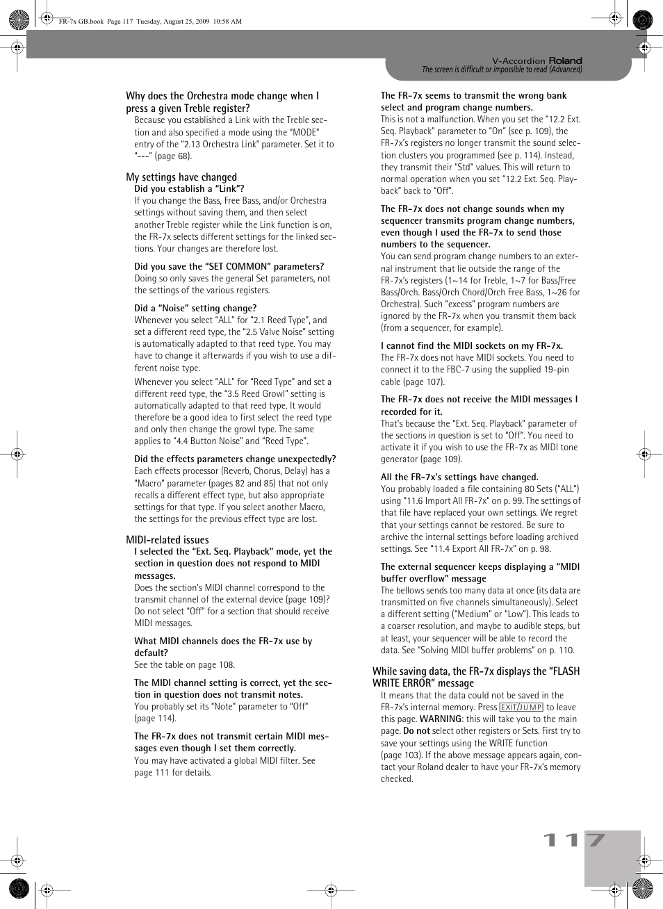 Roland FR-7x User Manual | Page 117 / 140