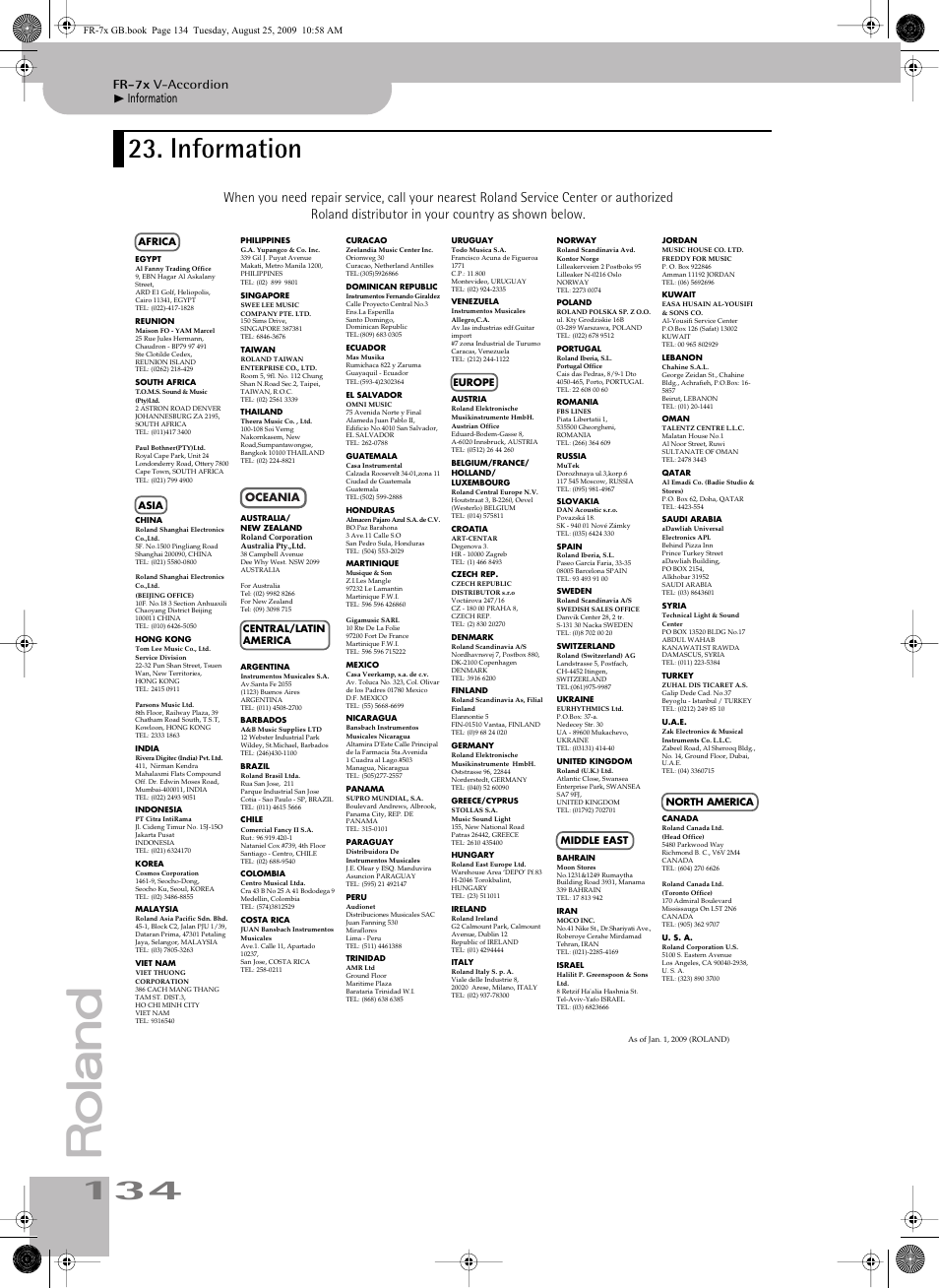 Information, Fr-7x v-accordion, Oceania | Roland FR-7x User Manual | Page 134 / 140