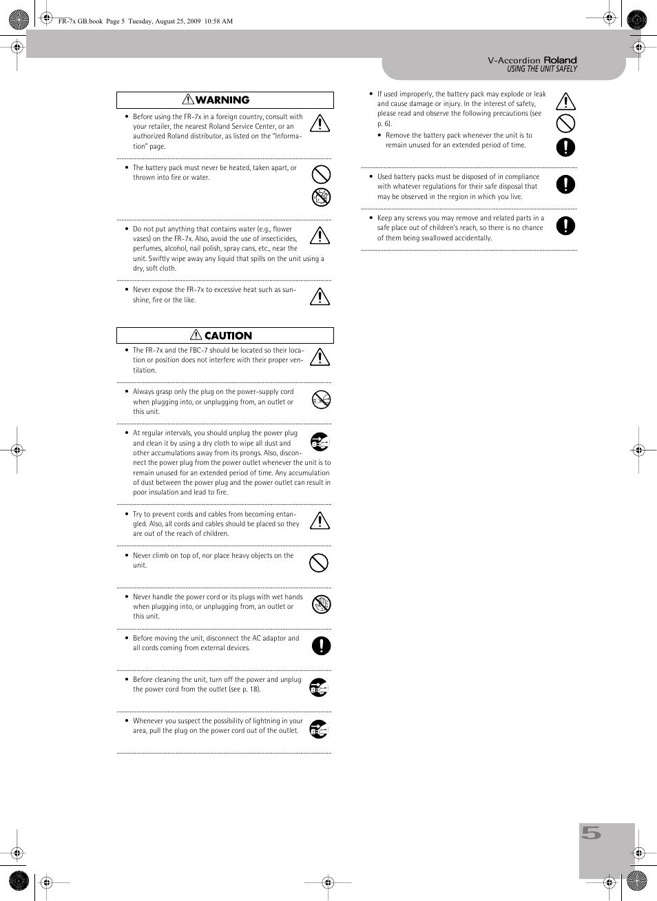 Roland FR-7x User Manual | Page 5 / 140