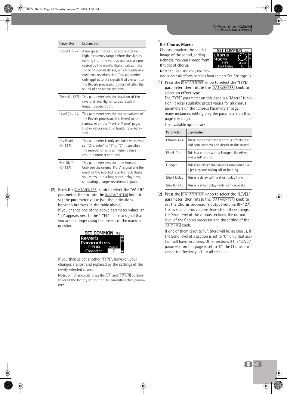 3chorus macro, P. 83 | Roland FR-7x User Manual | Page 83 / 140