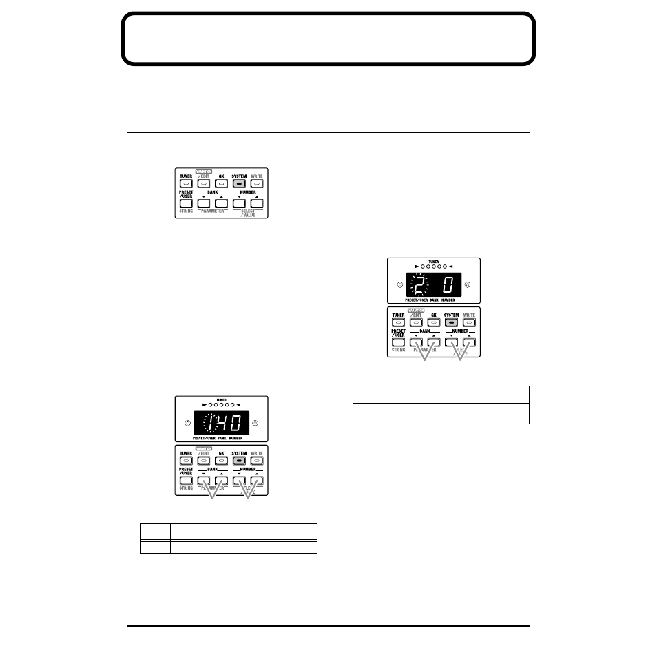 Tuner, Setting the tuner, Specify the standard pitch (1 pitch) | Roland V-GUITAR VGA-7 User Manual | Page 20 / 56
