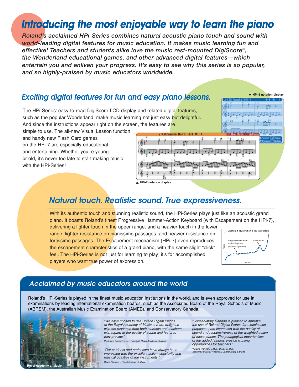 Acclaimed by music educators around the world | Roland HPi-7 User Manual | Page 2 / 5