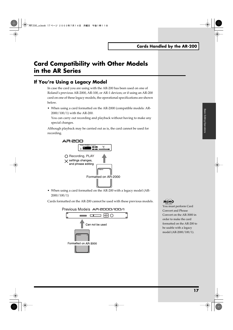 If you’re using a legacy model | Roland AR-200 User Manual | Page 17 / 72