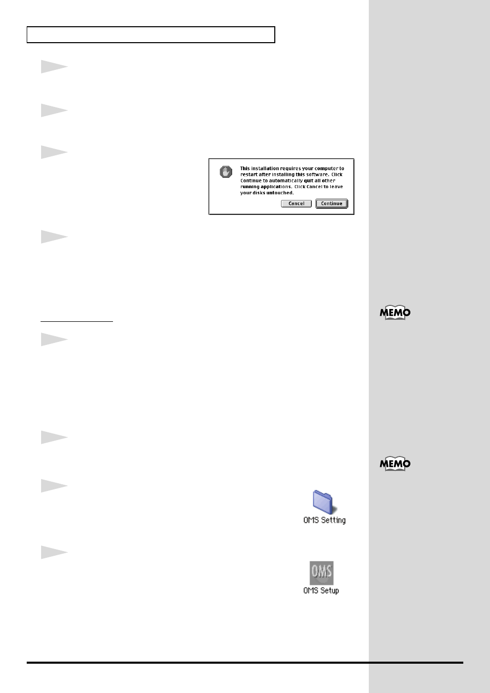 Setting the driver, Oms settings | Roland PCR-80 User Manual | Page 26 / 184