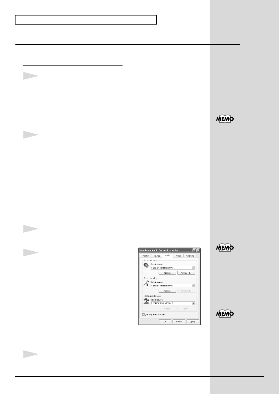 Einstellungen, Eingabe- und ausgabeziele für midi, Windows xp/2000/me-anwender | Roland PCR-80 User Manual | Page 44 / 184