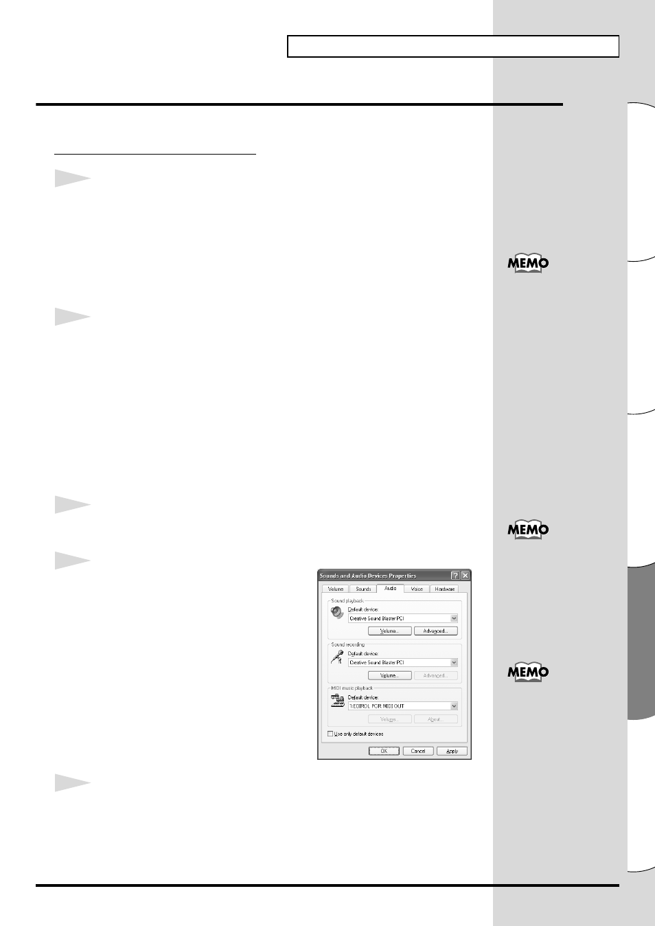 Impostazioni, Destinazioni input e output midi, Pag. 83)) | Español italiano français deutsch english, Utenti windows xp/2000/me | Roland PCR-80 User Manual | Page 83 / 184