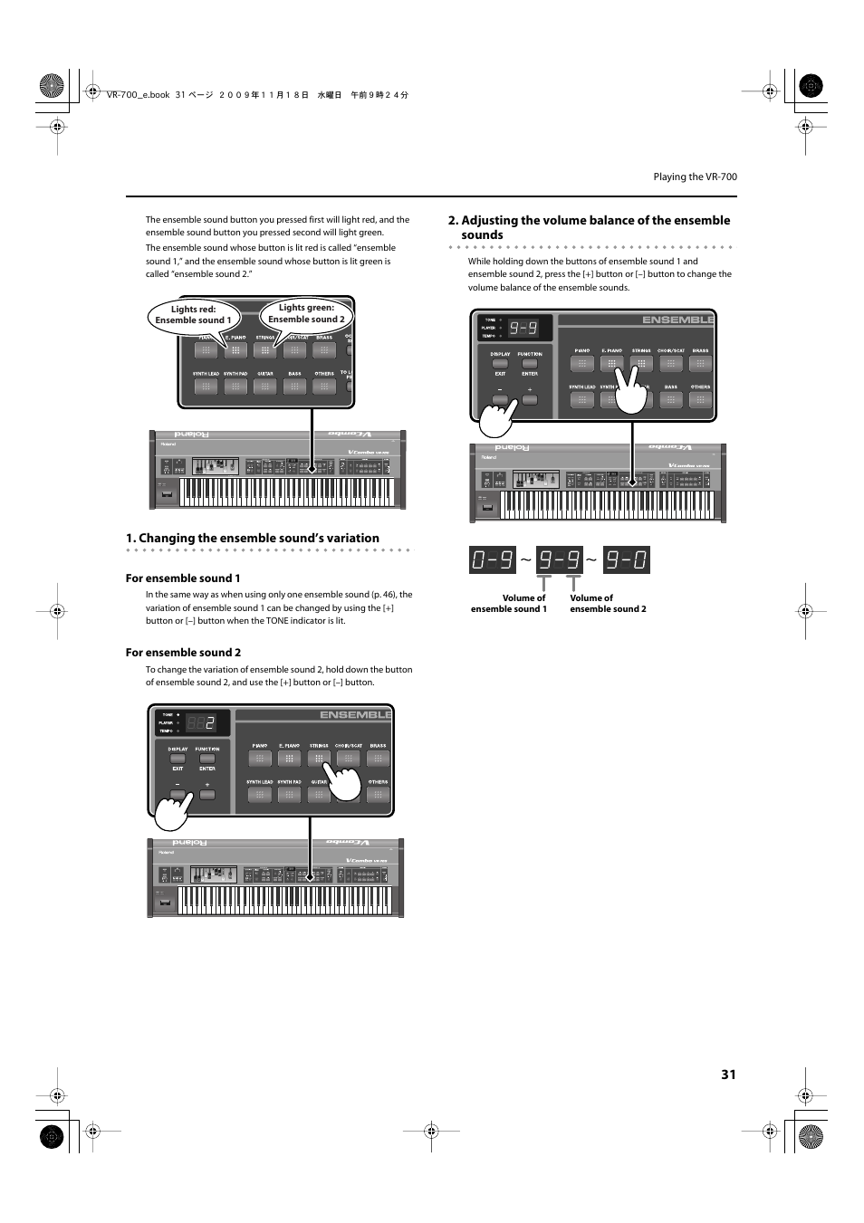 Changing the ensemble sound’s variation | Roland VR-700 User Manual | Page 29 / 84