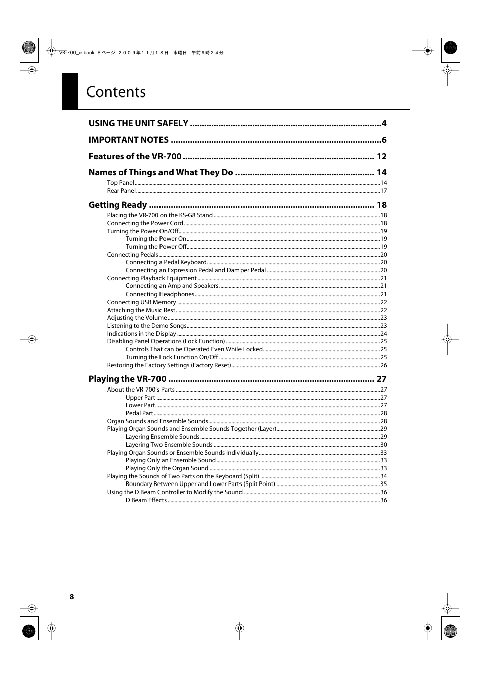 Roland VR-700 User Manual | Page 6 / 84