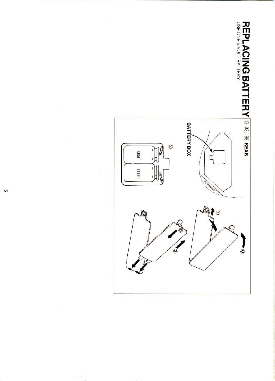 Replacing battery | Roland Bass (for synthesizer) G-33 User Manual | Page 5 / 6