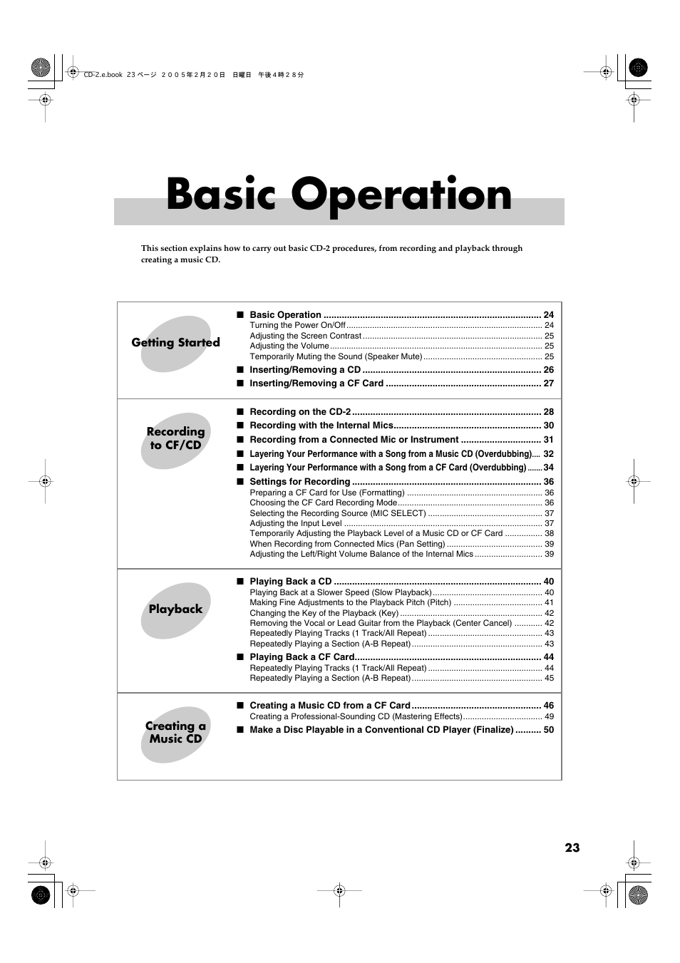 Basic operation | Roland CD-2 User Manual | Page 23 / 99