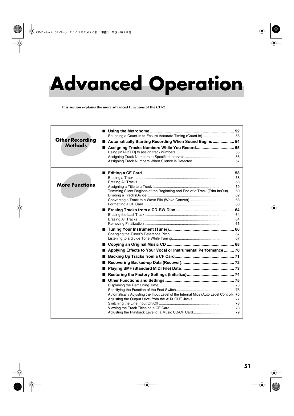 Advanced operation | Roland CD-2 User Manual | Page 51 / 99