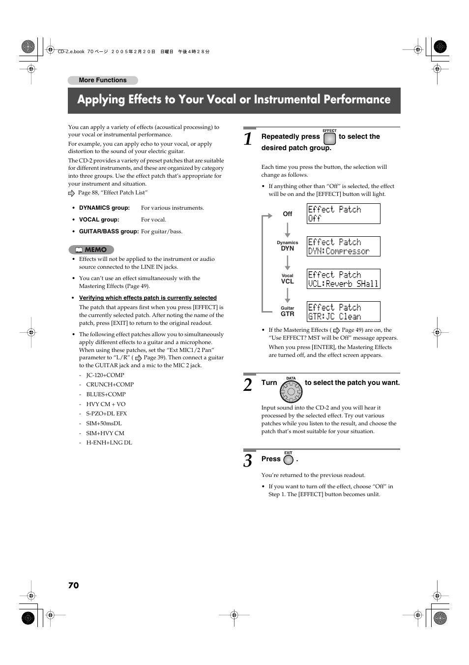 Roland CD-2 User Manual | Page 70 / 99