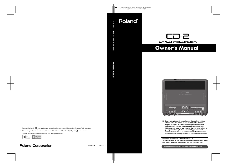 Owner’s manual | Roland CD-2 User Manual | Page 96 / 99