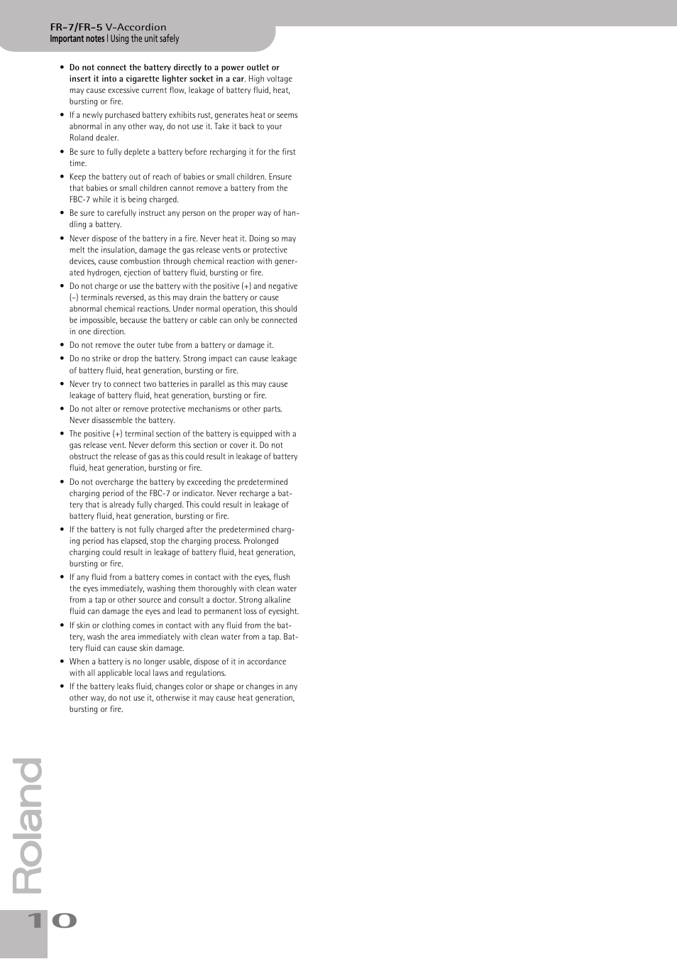Roland FR-7/FR-5 User Manual | Page 10 / 94