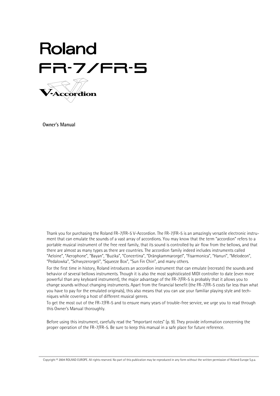 Fr-7/fr-5 | Roland FR-7/FR-5 User Manual | Page 3 / 94