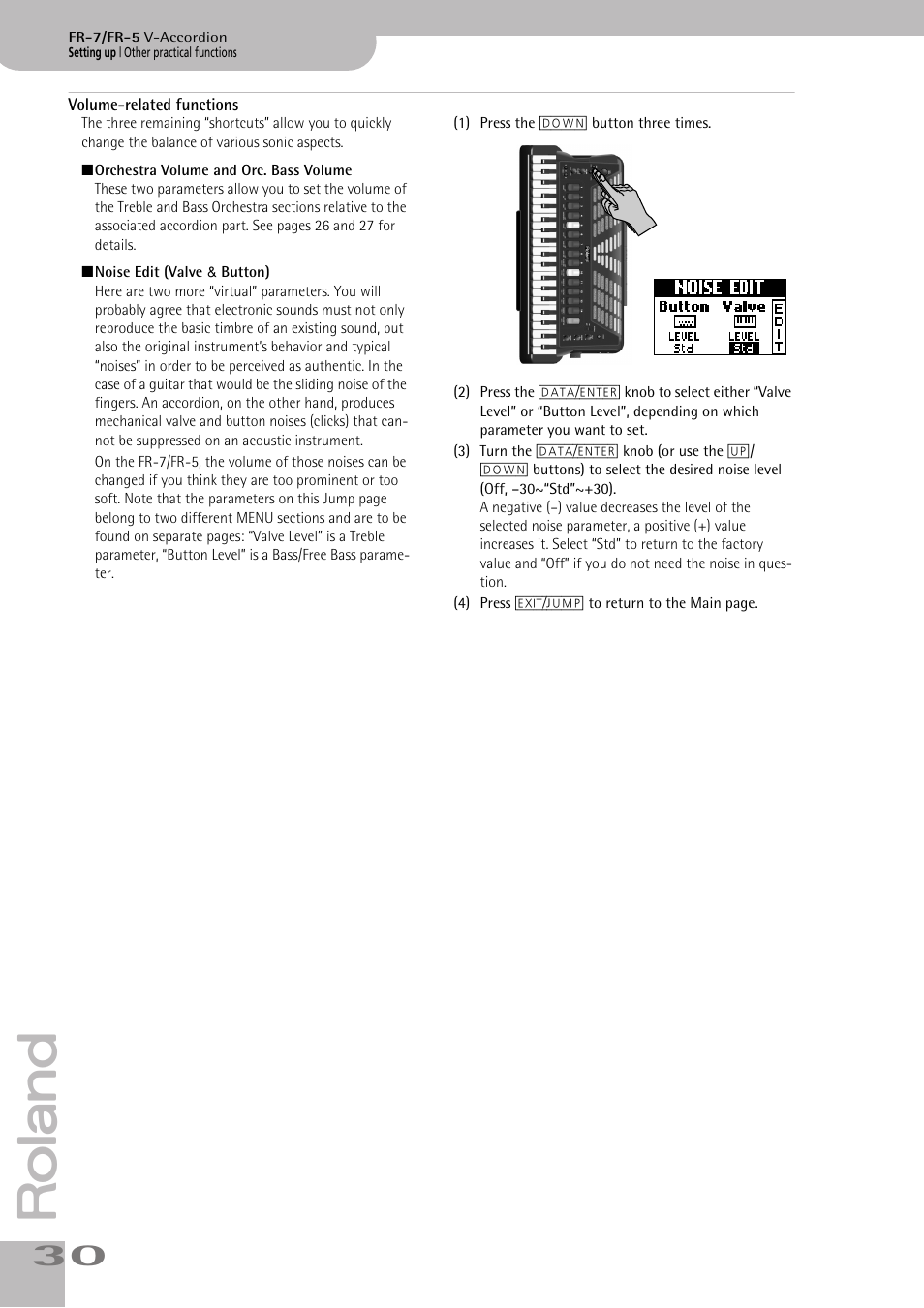 Volume-related functions | Roland FR-7/FR-5 User Manual | Page 30 / 94