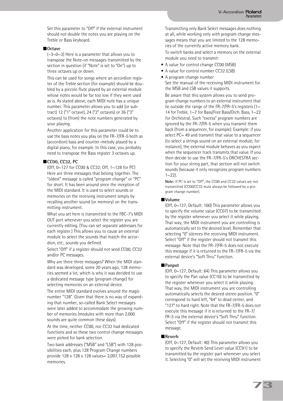 Roland FR-7/FR-5 User Manual | Page 73 / 94