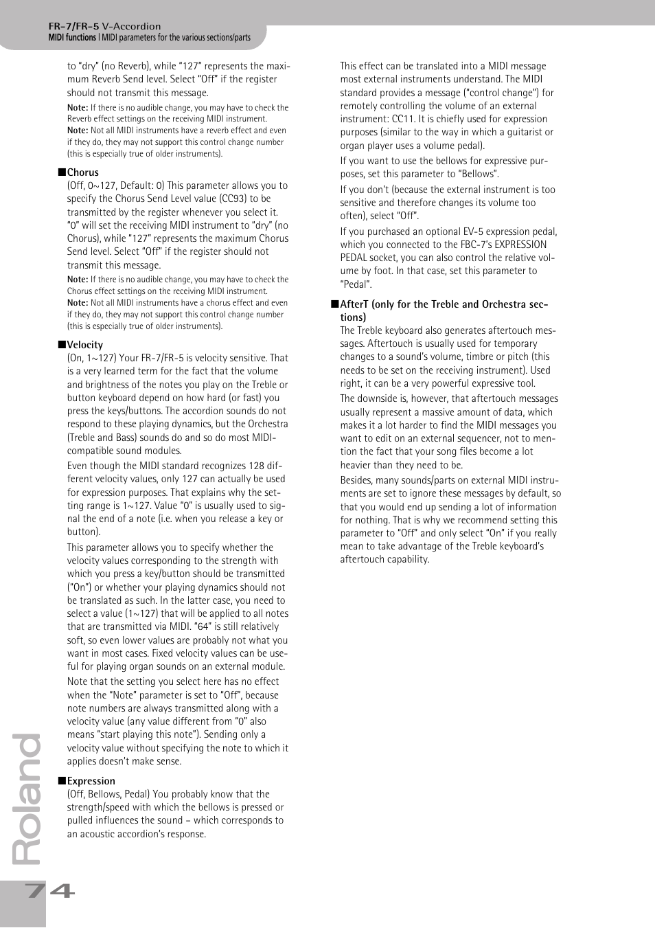 Roland FR-7/FR-5 User Manual | Page 74 / 94