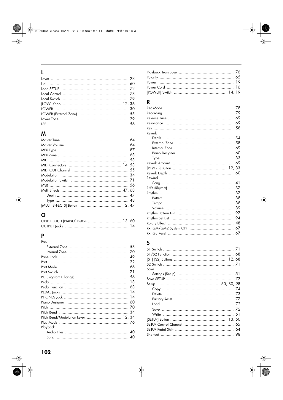 Roland RD-300GX User Manual | Page 102 / 108
