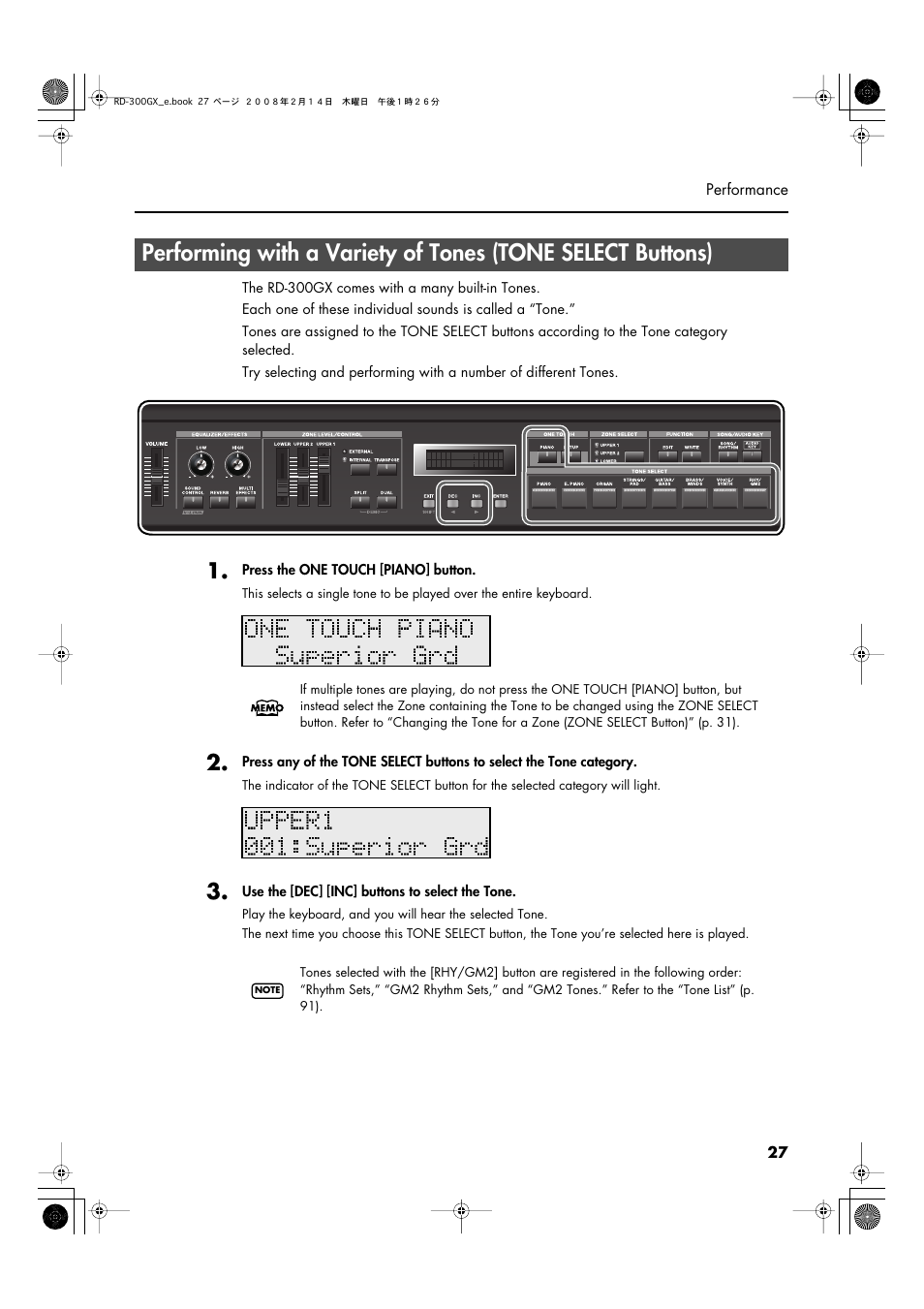 P. 27 | Roland RD-300GX User Manual | Page 27 / 108