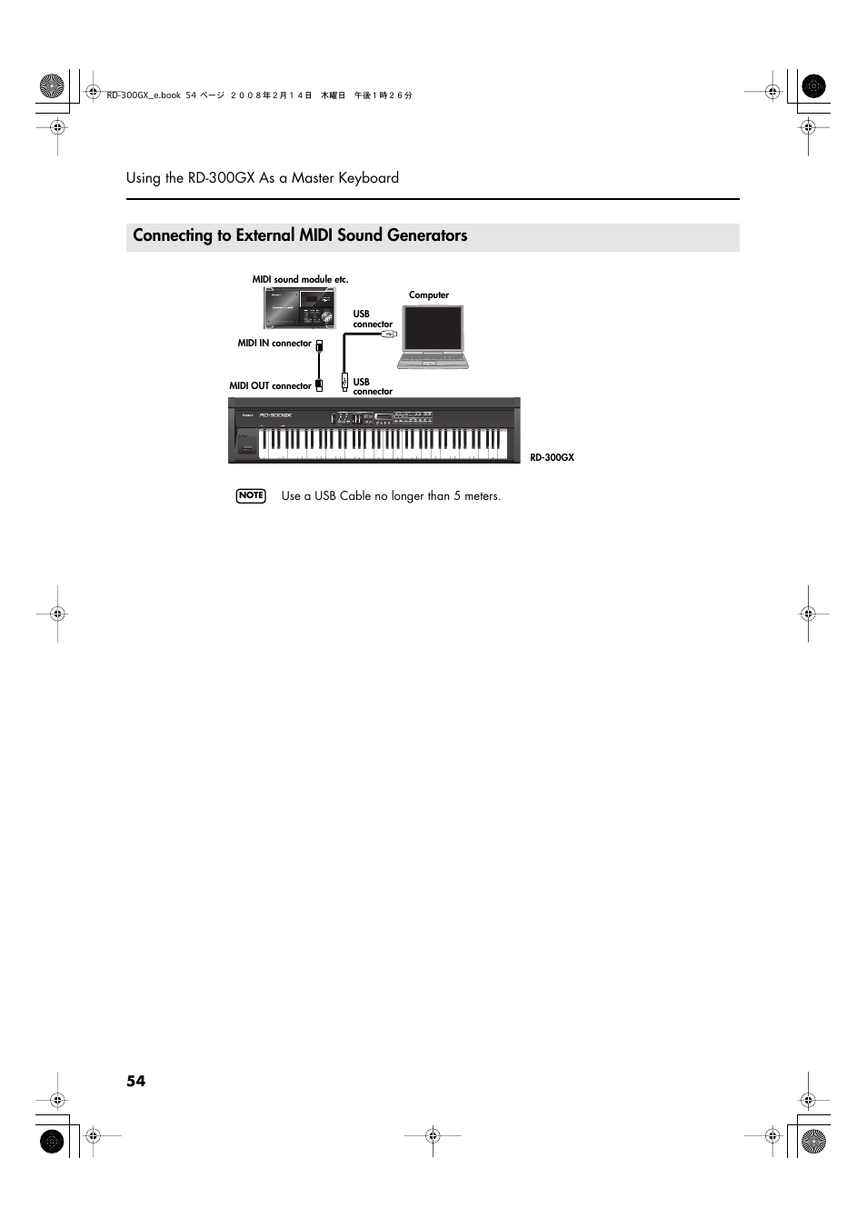 Connecting to external midi sound generators | Roland RD-300GX User Manual | Page 54 / 108