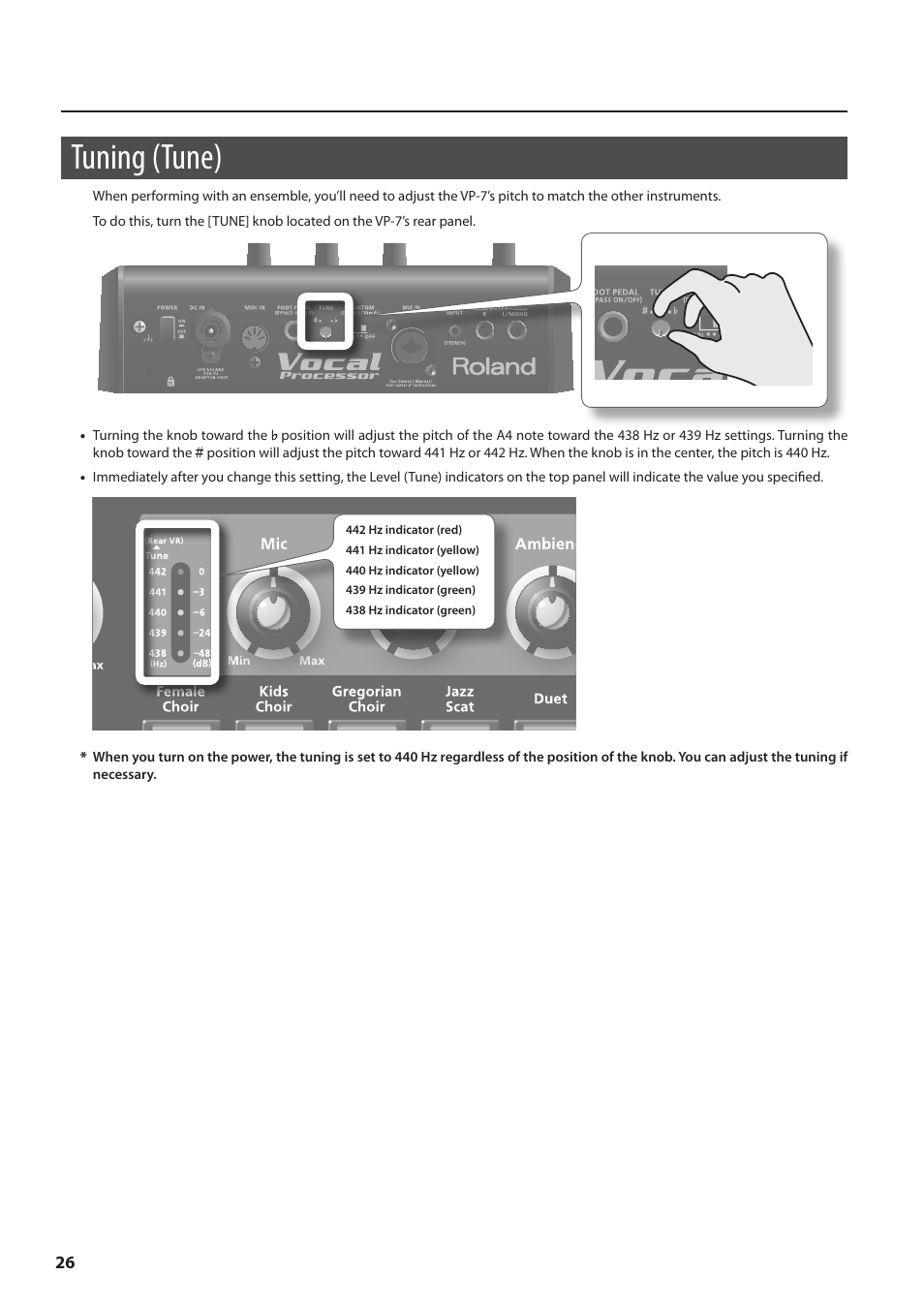 Tuning (tune) | Roland VP-7 User Manual | Page 26 / 40