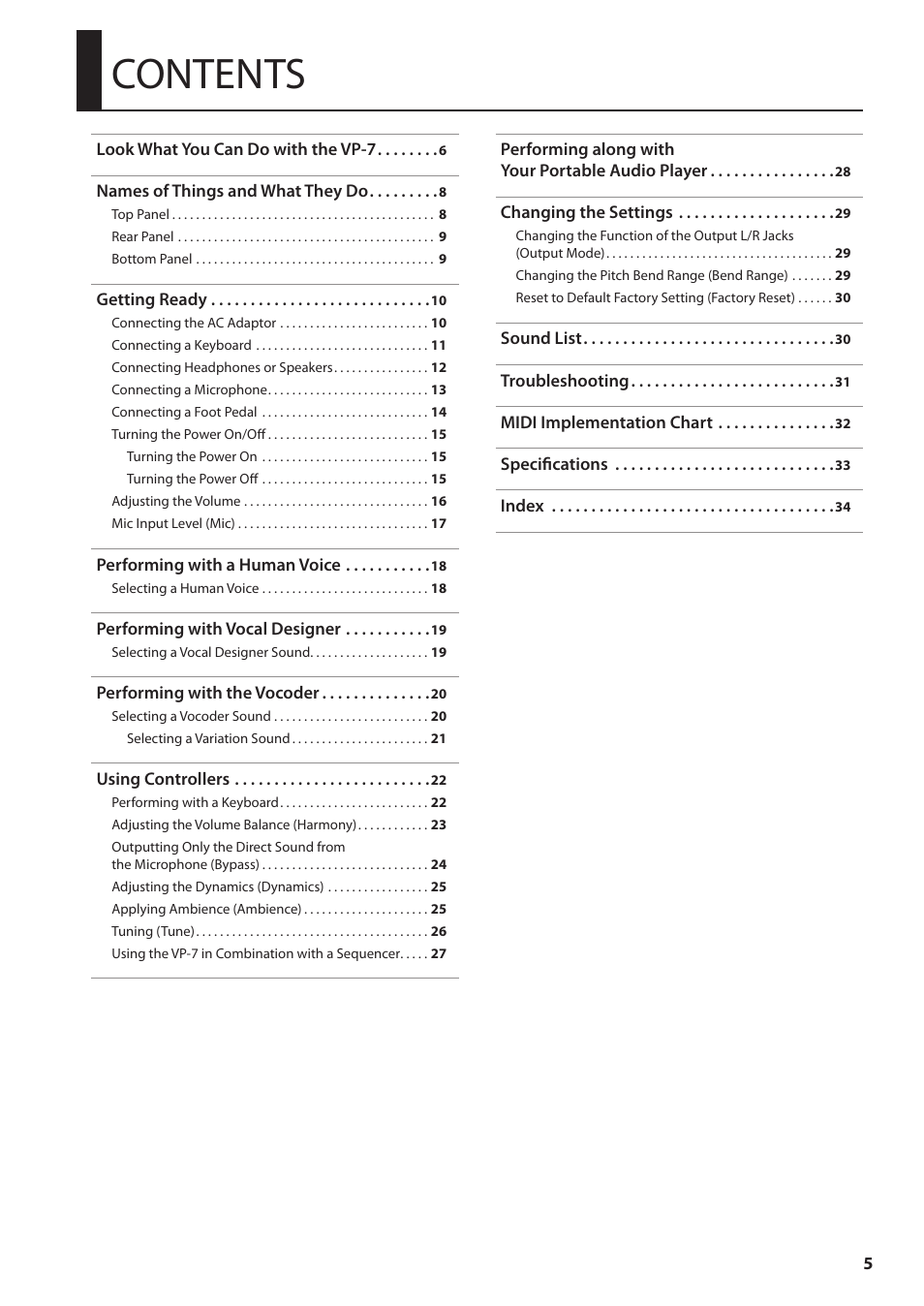 Roland VP-7 User Manual | Page 5 / 40