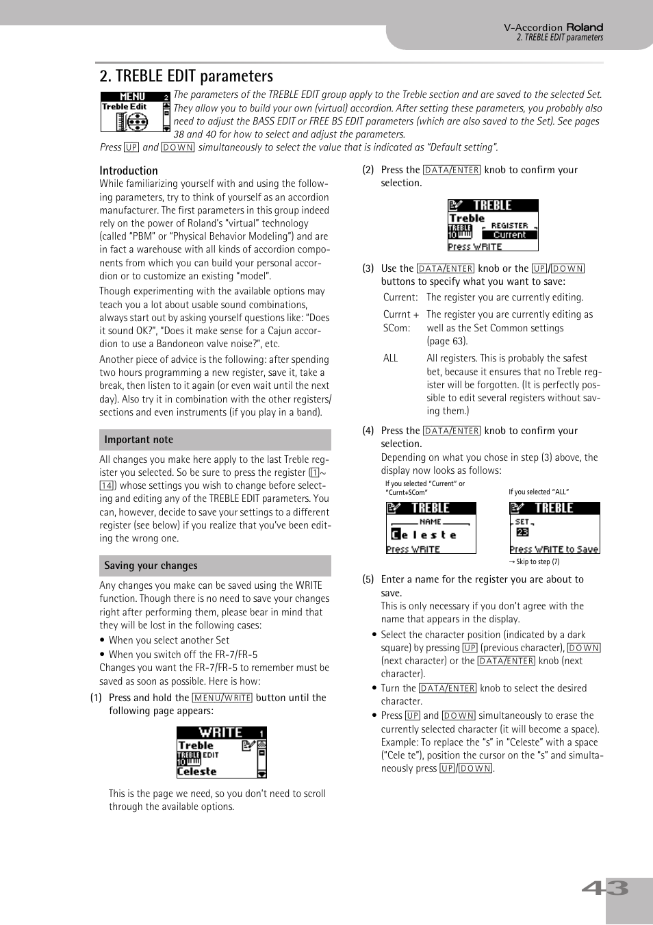 treble edit parameters, Introduction, Treble edit parameters | Roland V-ACCORDION FR-5 User Manual | Page 43 / 114