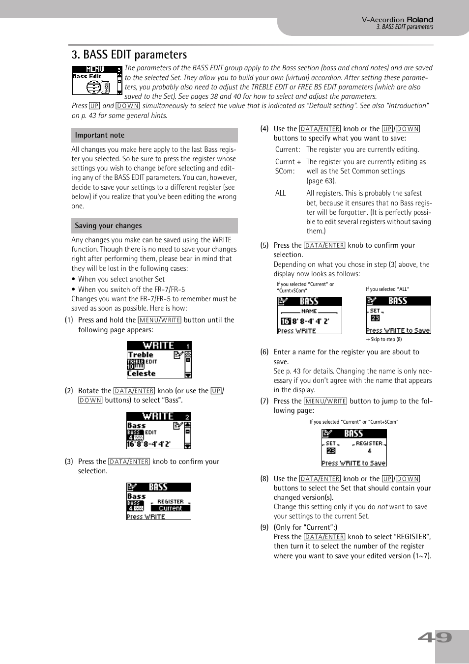 bass edit parameters, Bass edit parameters | Roland V-ACCORDION FR-5 User Manual | Page 49 / 114