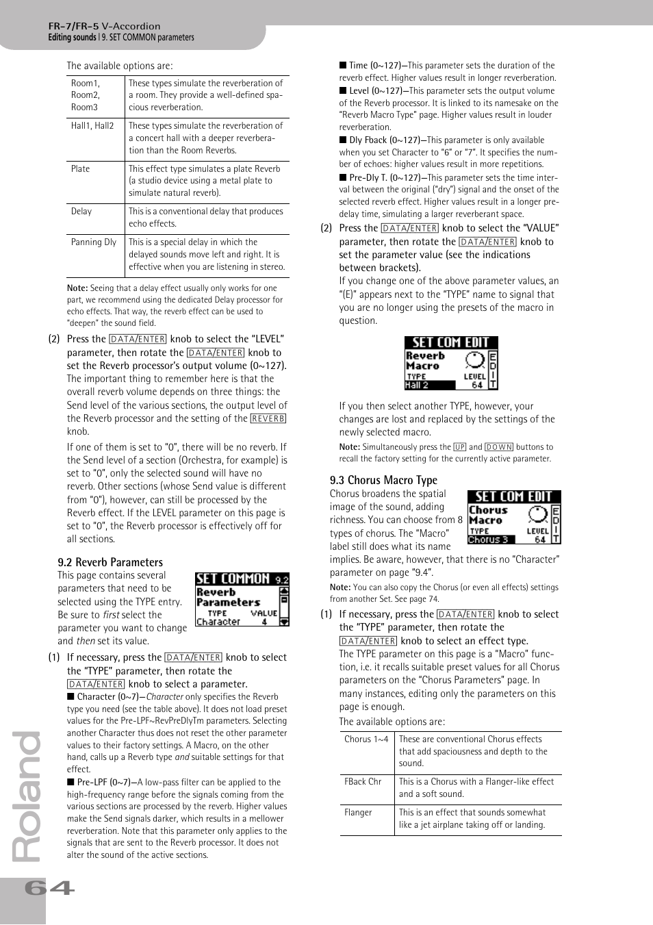 2reverb parameters, 3chorus macro type, See p. 64) | P. 64 | Roland V-ACCORDION FR-5 User Manual | Page 64 / 114