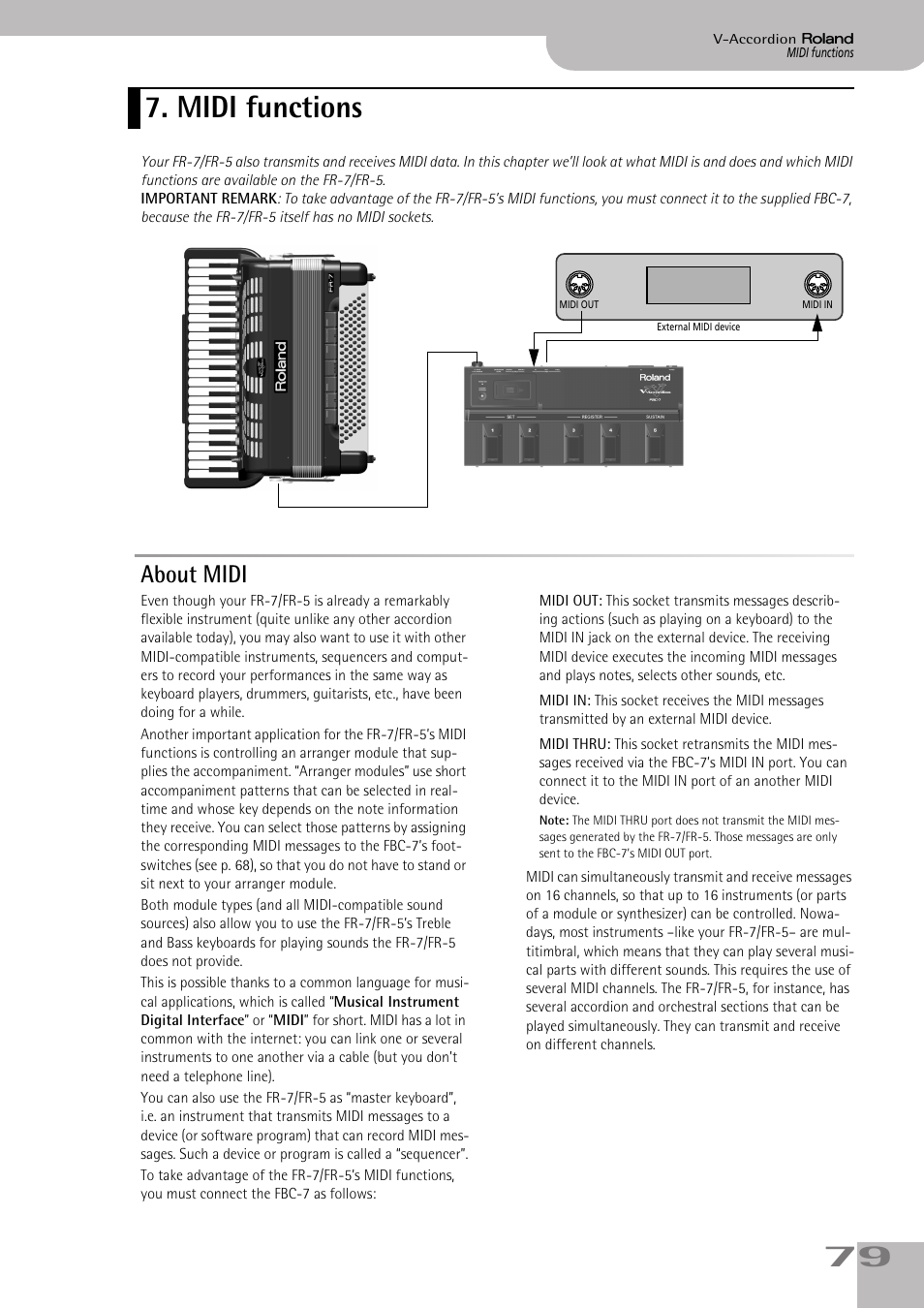Midi functions, About midi, Nal midi gear (see p. 79) | Roland V-ACCORDION FR-5 User Manual | Page 79 / 114
